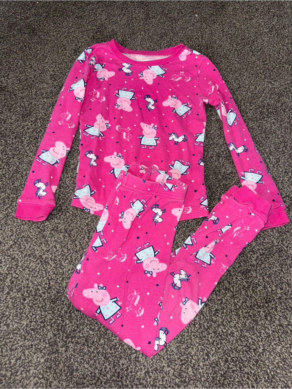 Peppa Pig Girls Pajama Set Size 5T Pink Long Sleeve Unicorn Pajamas Sleepwear